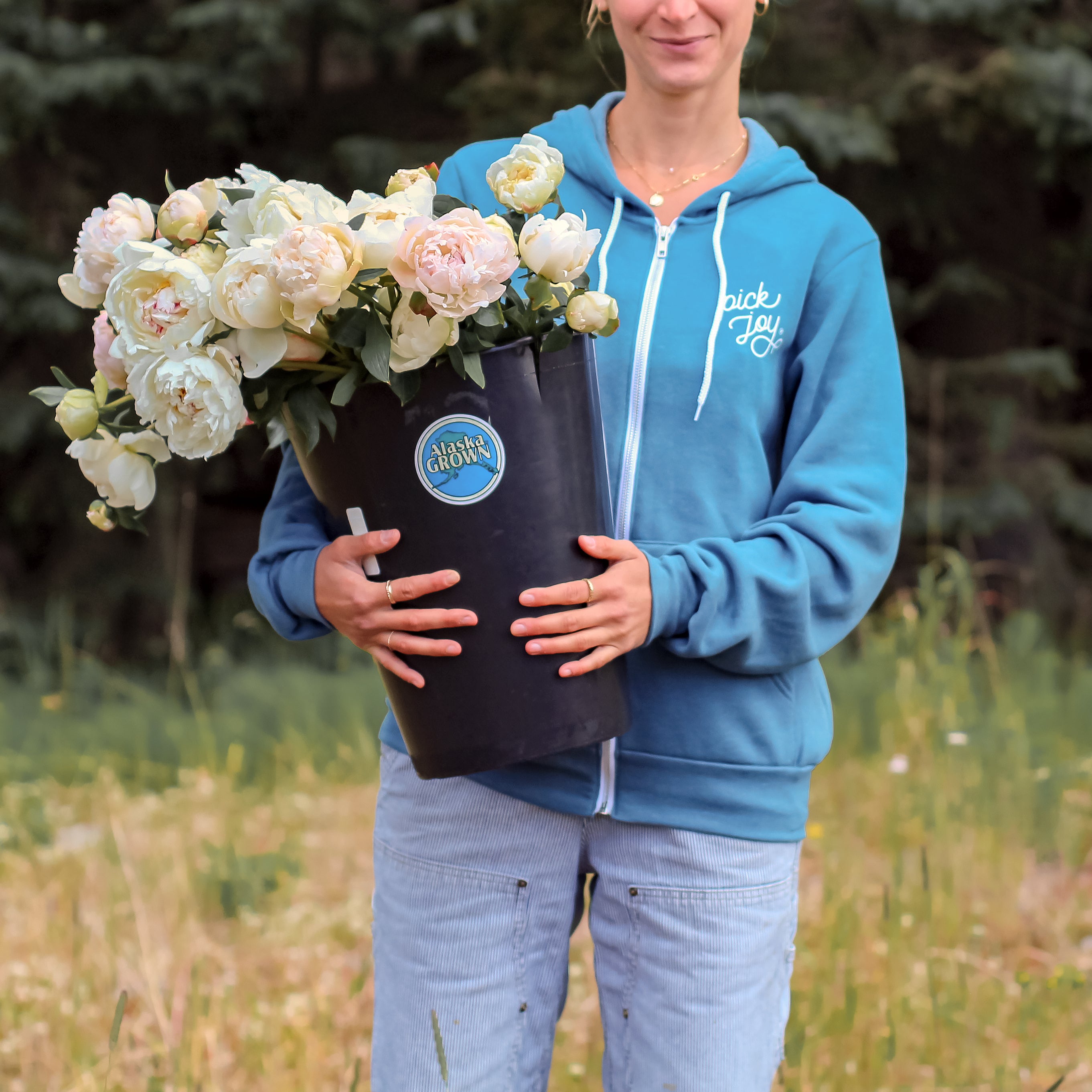 Pick Joy Zip Hoodie - Teal-Apparel-Alaska Beauty Peony Coop-Small-Alaska Beauty Peony Coop