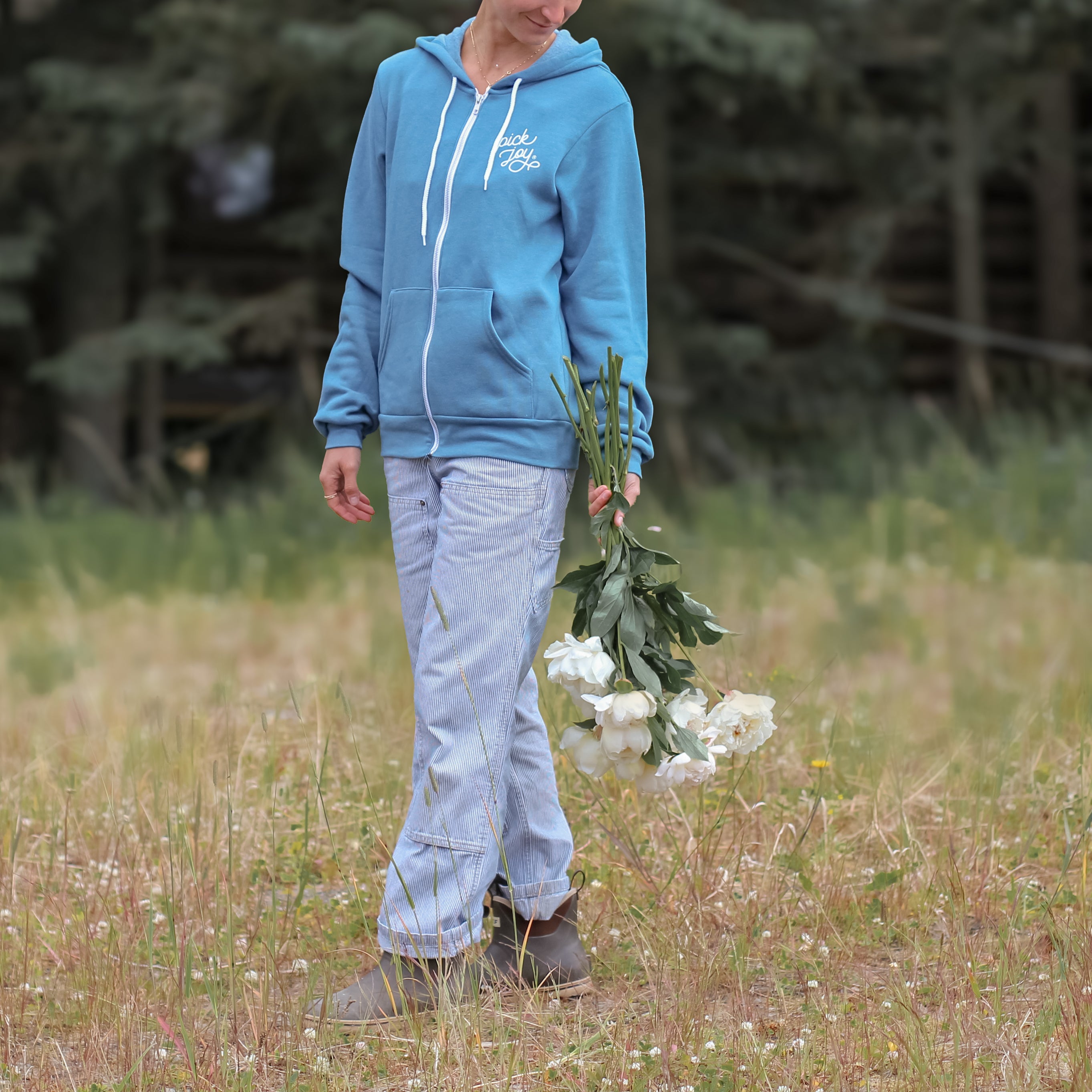 Pick Joy Zip Hoodie - Teal-Apparel-Alaska Beauty Peony Coop-Small-Alaska Beauty Peony Coop