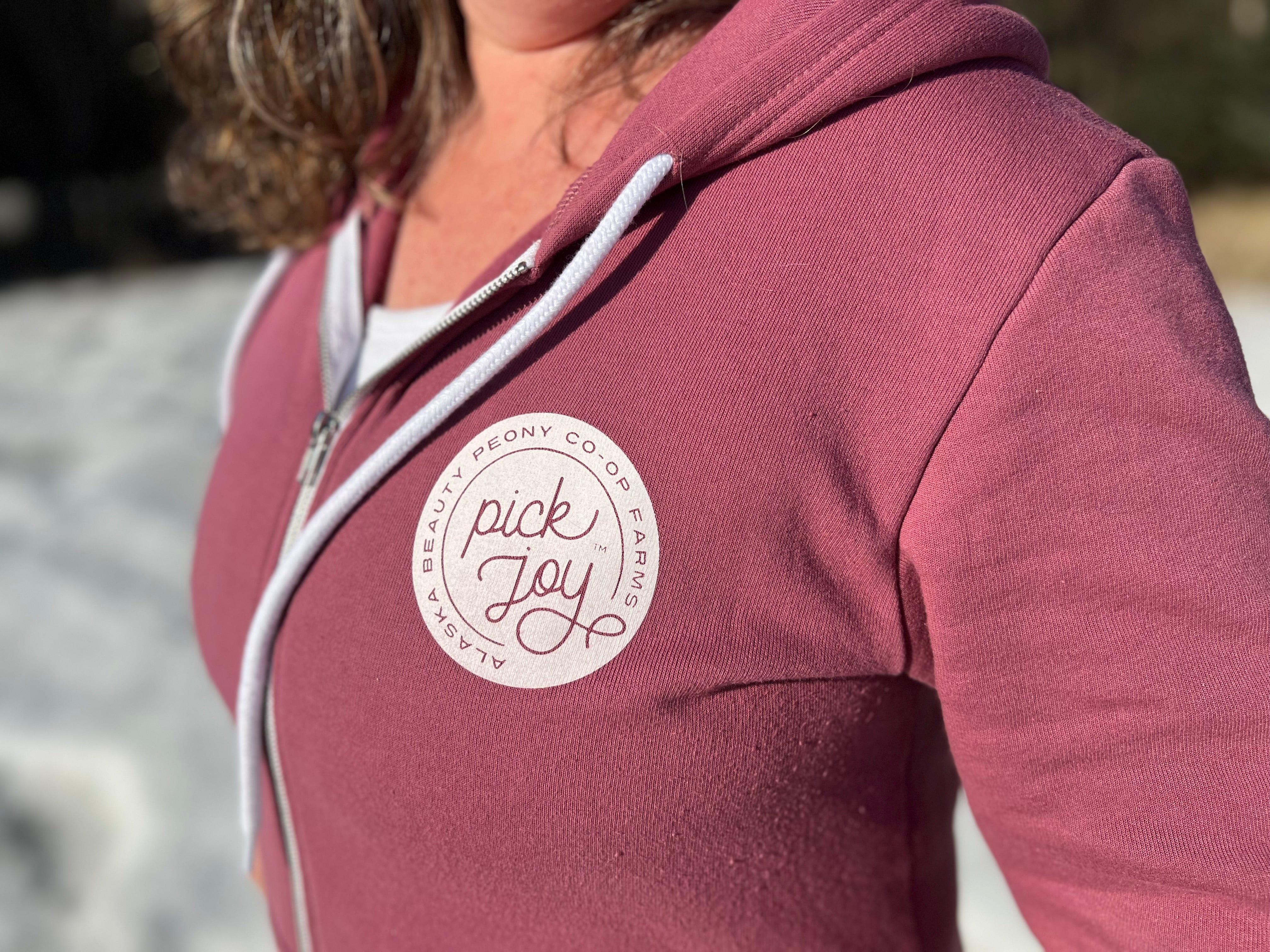 Pick Joy Zip Hoodie - Wine-Apparel-Alaska Beauty Peony Coop-Large-Alaska Beauty Peony Coop