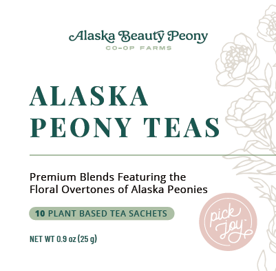 Alaska Peony Tea Sachet Box - Wholesale-Food & Drink-Alaska Beauty Peony Coop-An Equal Amount of Both Teas-10-Alaska Beauty Peony Coop